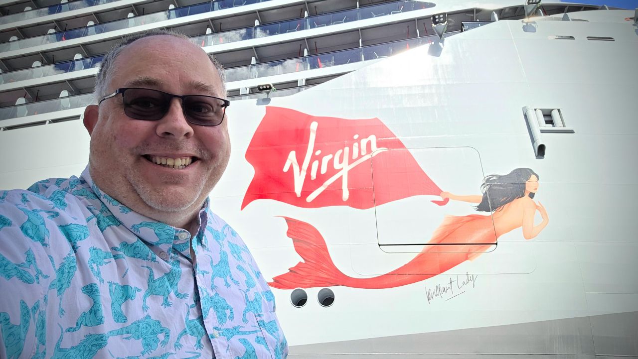 James Hills - travel blogger - on Virgin Voyages Brilliant Lady 